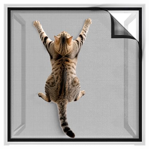 BKSAI Mosquitera Ventana Resistente Gatos Mosquitera Recortable sin Taladrar Reforzada Red Ventana Protección Gatos, 130 * 100cm Mosquitera Resistente a Arañazos Malla para Ventana Anticaída Mascotas