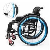 CUIOT 26Lbs Ultra Lightweight Wheelchair-Portable Folding Sports Wheelchairs with Adjustable Footrest And Seat Height, All Terrain Wheelchair with Handbrakes And Quick Release Rear Wheels, Disabled,Bl