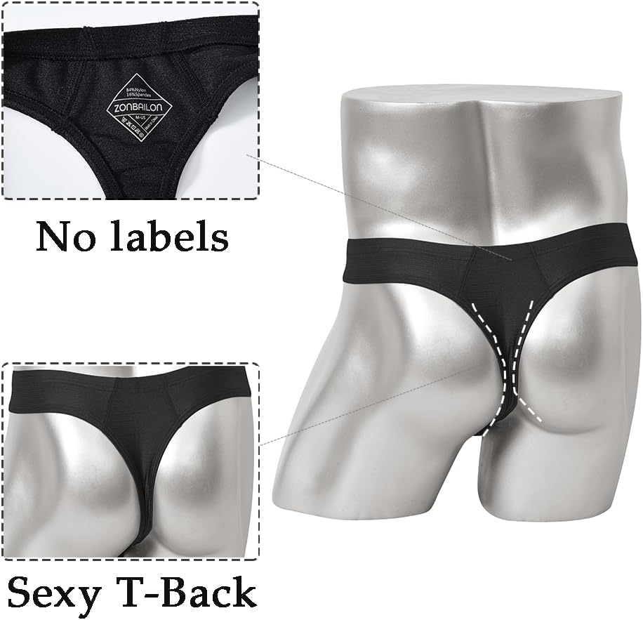 JINSHI Men's Thong Underwear Sexy Ice Silk Glossy G String Male Athletic Thongs T Back For Men Bikini Briefs - Image 4