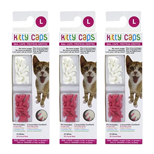Kitty Caps Nail Caps for Cats Pure White and Coral Red,