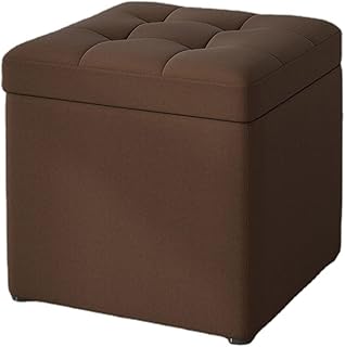 スツール 収納 踏み台 オットマン 収納スツール 収納ボックス 収納ケース ステップ台 足置き 収納箱 足置き台 腰掛け 化粧スツール 玄関スツール おしゃれ クッション ドレッサーチェア 座る心地良い 座れる収納ボックス リビング/玄関/寝室適用 (ブラウン,布)