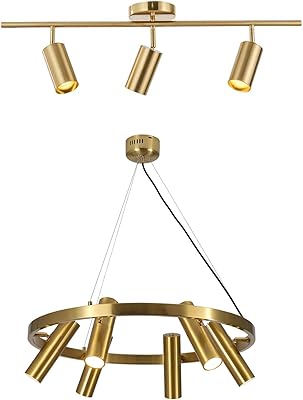 Pro Track Track Light Fixture - 4 Head Adjustable Lights, Amber Glass Shades Bronze Modern Monorail Kitchens Bedrooms Living Rooms Dining Rooms 34 Wide 9 High