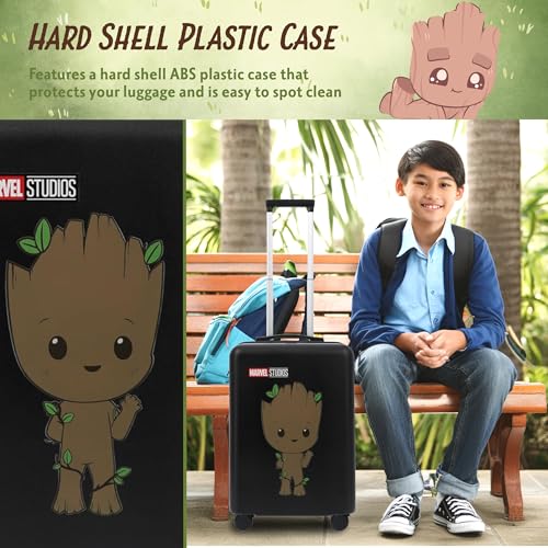 FUL Marvel Guardians of the Galaxy 22.5 Inch Carry On Luggage, Baby Groot Hardshell Rolling Suitcase with Spinner Wheels, Black4