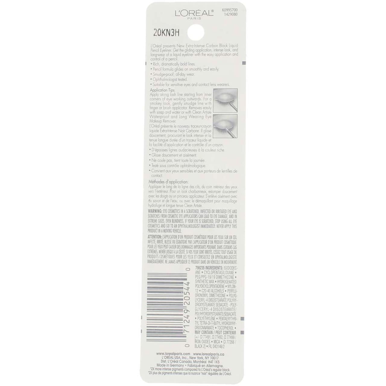 L'Oréal Paris Extra-Intense Pencil Eyeliner, Carbon Black, 0.03 oz.