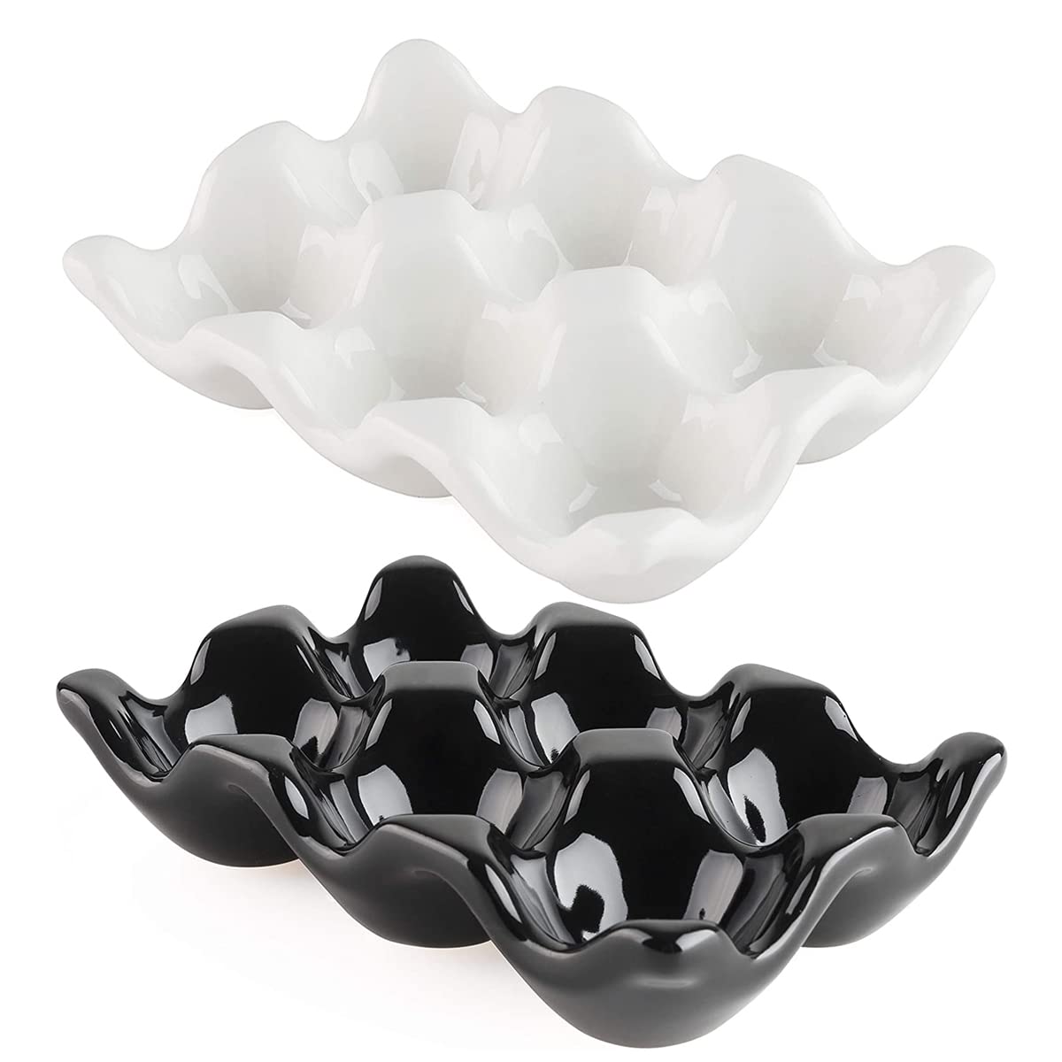 Portauova in ceramica per frigorifero, confezione da 2 pezzi, 6 tazze, contenitori in porcellana, piano di lavoro, cucina