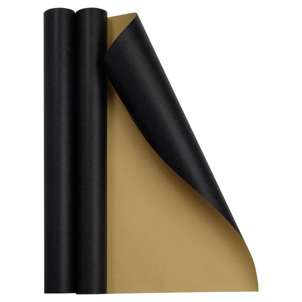 JAM PaperGift Wrap - Kraft Wrapping Paper - 52.6 Sq Ft Total (17 in x 18 Ft Each) - Black Kraft Paper - 2 Rolls/Pack