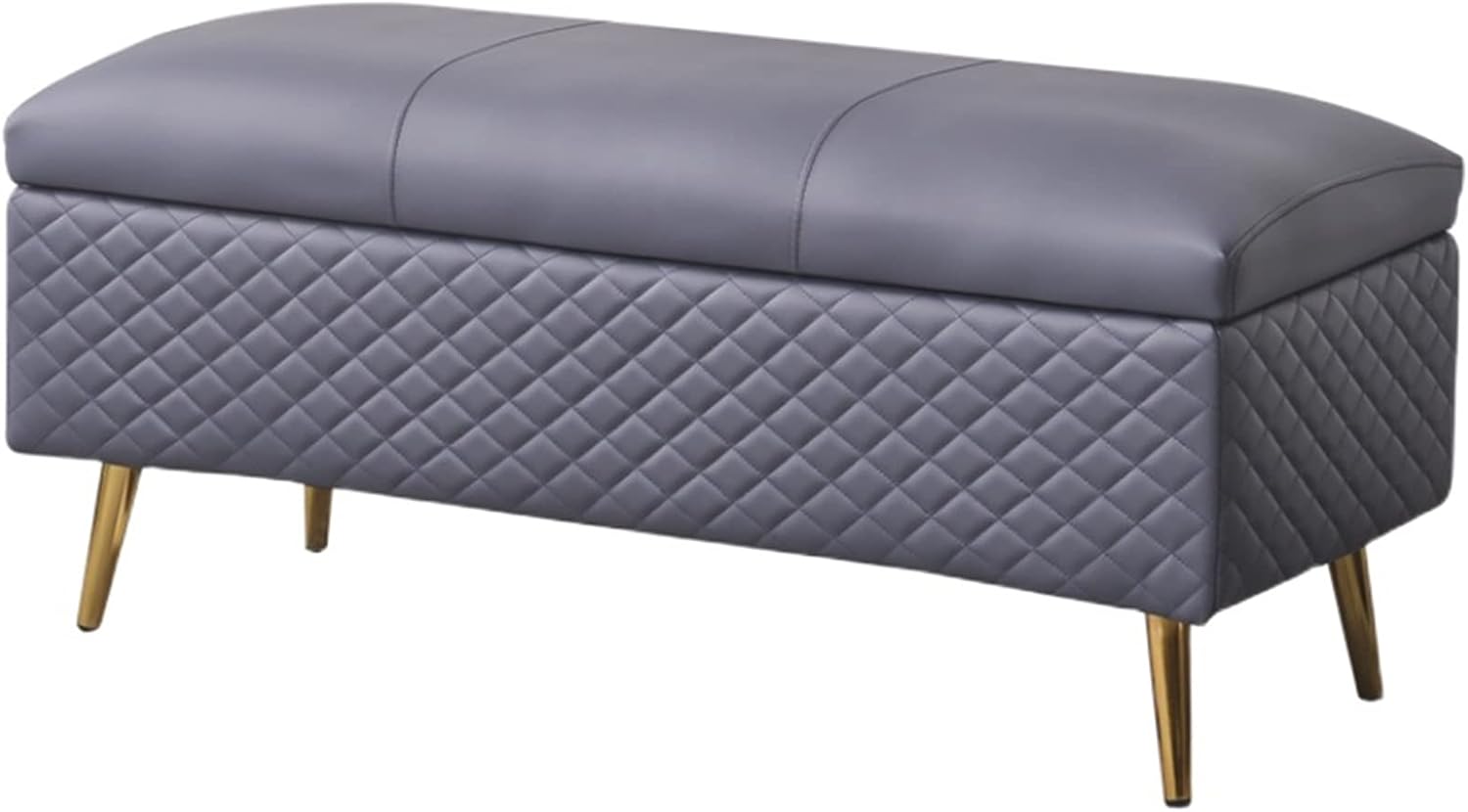 Household Folding Storage Stool, Shoe Changing Stool, PU Leather, Sponge Cushion, Living Room Sofa Stool with Storage Function, Surface Folding Design, 150kg, 80x40x45cm, (Blau)