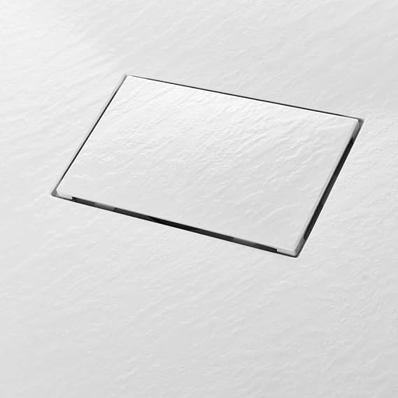 SMC White Shower Base Tray, 35.4x31.5 Low Threshold Floor Pan, Easy-Clean Bathroom Drain Kit Fitted