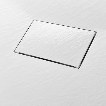 SMC White Shower Base Tray, 35.4x31.5 Low Threshold Floor Pan, Easy-Clean Bathroom Drain Kit Fitted