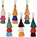 Tatuo 6 Pieces Handmade Bohemian Tassel Keychain Tassels Bag Key Chain Charm Handbags Pendant Key Chain Rings (Color Set 1)