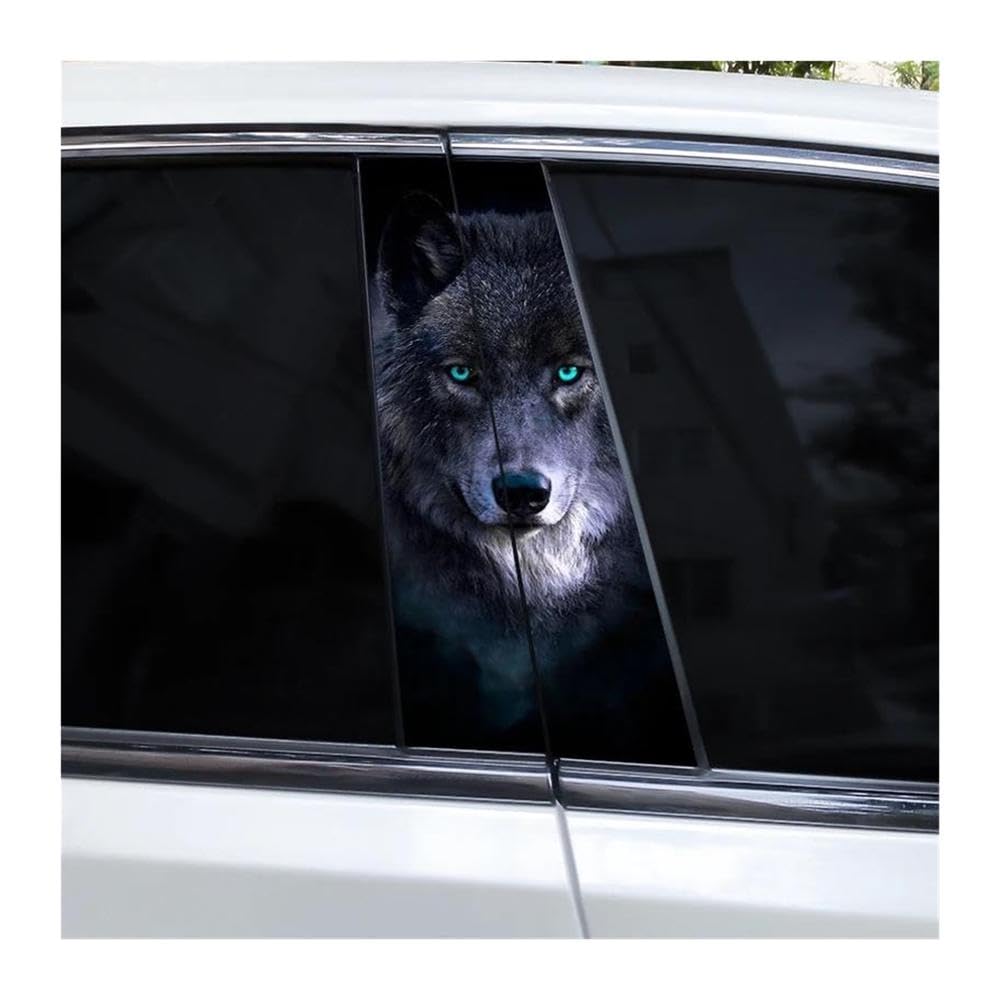 Body Parts 2pcs Car Center B-Pillar Waterproof Sticker DIY Vinyl Decals Burning Wolf Car Sticker(H)