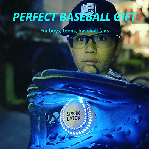 Spark Catch Light Up Baseball (Switch Version), Glow In The Dark Baseball, Perfect Baseball Gifts For Boys, Girls, And Baseball Lovers, Official Size And Weight With Genuine Leather (Ice Blue) #TOP3