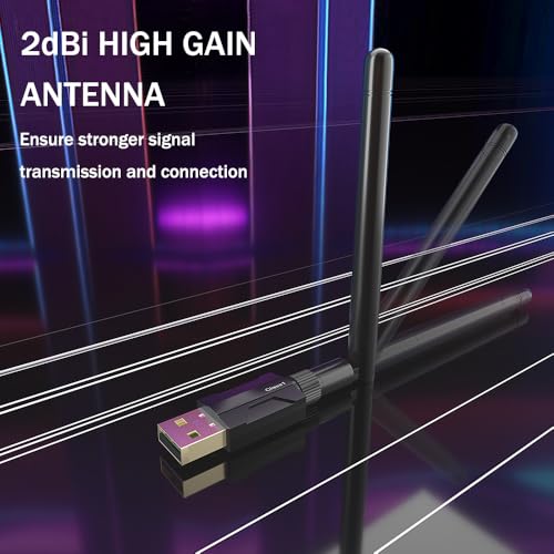 Image of USB Bluetooth 5.1 Adapter for Desktop PC: Long Range 300FT Wireless Dongle with 5dBi Antenna Plug & Play for Laptop Windows 11 /10 /8.1, Pair BT Headphones /Headset /Speaker /Mouse /Keyboard /Printer