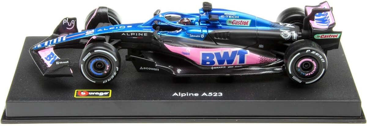Bburago - Charles Ocon Formula 1 Alpine 2023 with Helmet - 1:43 Vehicle Reproduction - Racing Collection - Collectable Children's Toy from 3 Years - 38073O