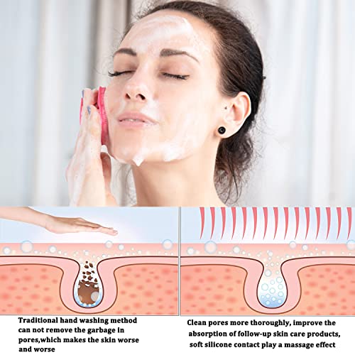 HieerBus Silicone Face Scrubber, Facial Cleansing Brush Silicone Face Wash Brush,Gentle Exfoliator Pad & Massager, for Men Women Cleansing and Exfoliating(Blue+Pink)… - Image 4