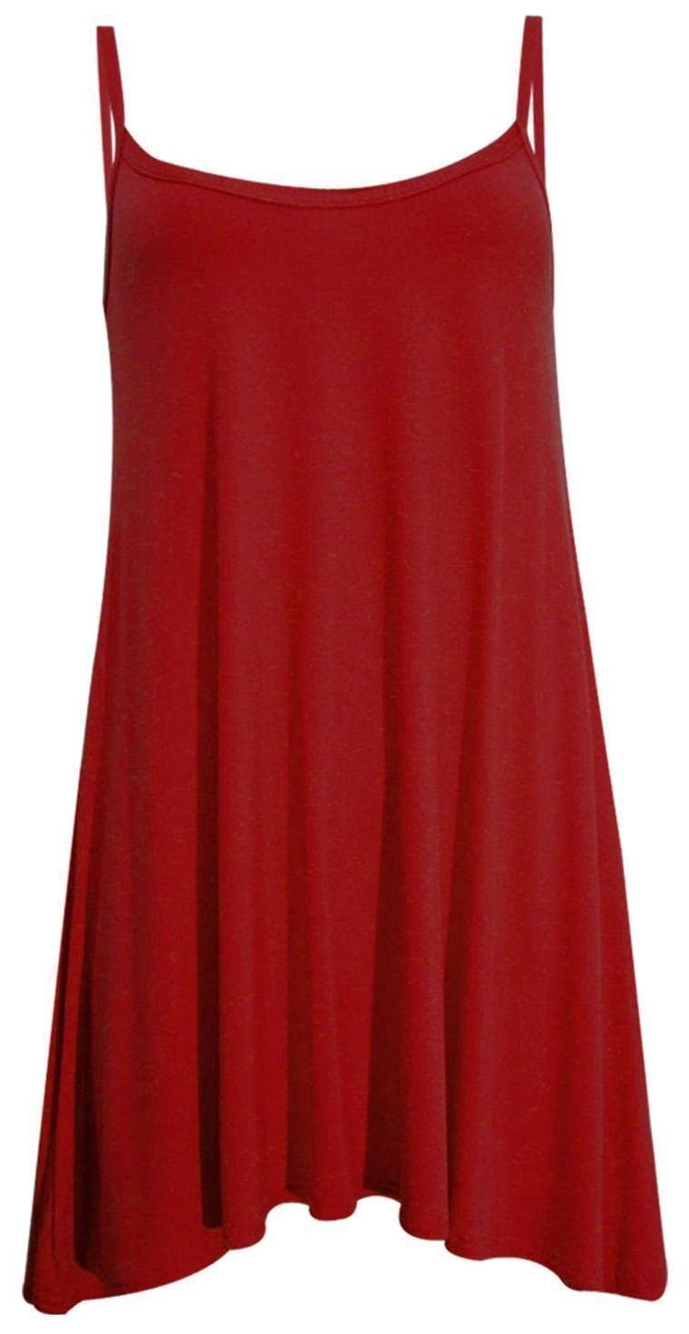 Crazy Girls Girls Wine Plain Crazy Womens Plain Cami Strappy Sleeveless Flippy Flared Mini Swing Dress (Sm, )