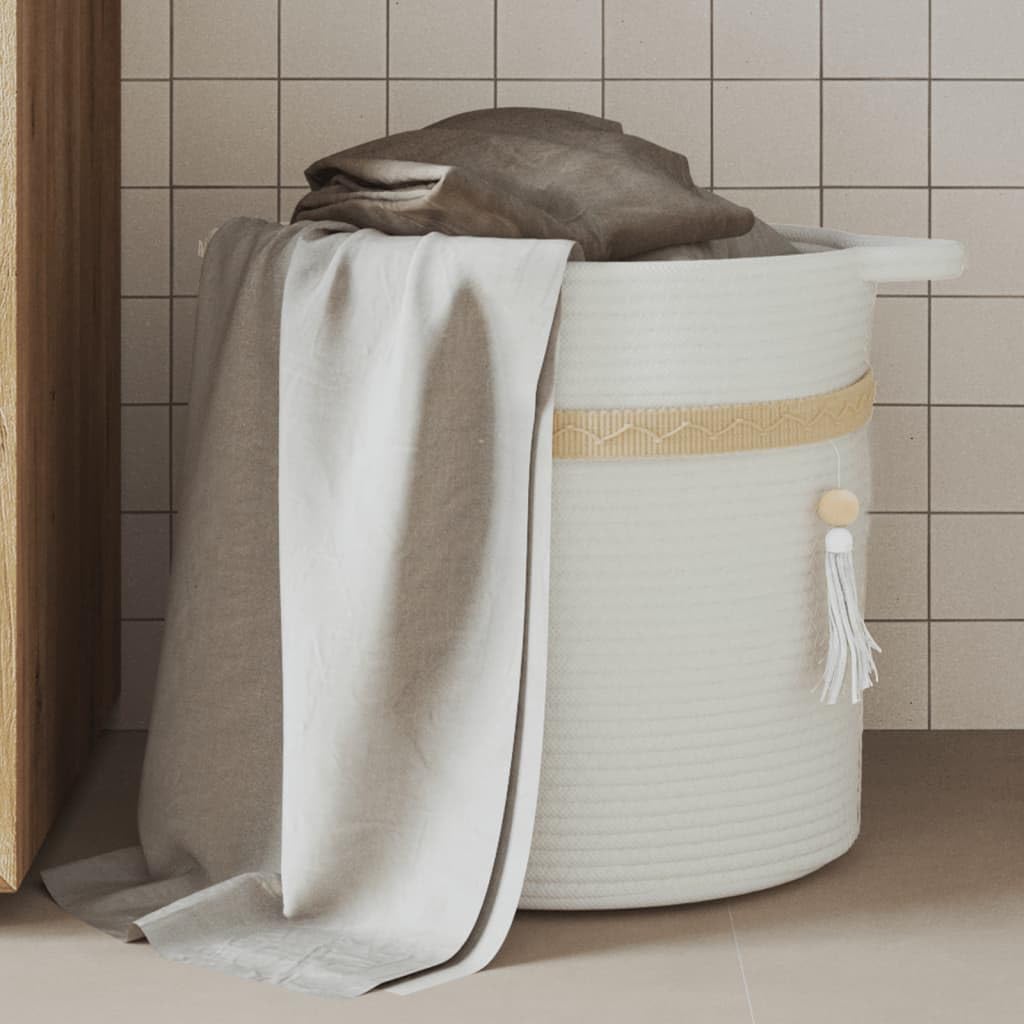 Homgoday Cesta de almacenaje algodón Blanco Ø38x36 cm Cestas