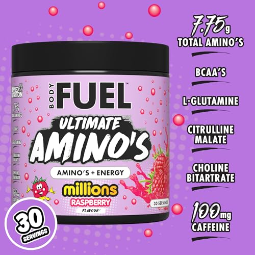 Applied Nutrition BodyFuel Amino's - Amino Acids Supplement, EAA Essential Amino Acids Powder, Muscle Fuel & Recovery (270g - 30 Servings) (Millions Raspberry) - Image 3