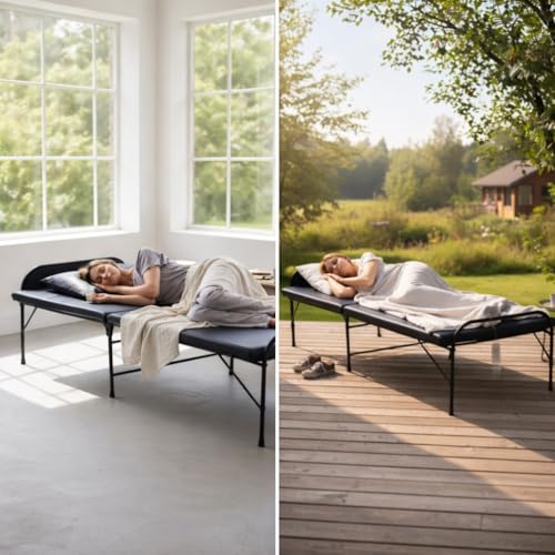 Image of Nattnak Premium Folding Bed Single with Mattress | Heavy Duty Metal Cot | Portable Foldable Bed 3ft x 6ft | Space-Saving Multi-Purpose Bed | No Assembly | Ideal for Bedroom & Rented Apartments | Heavy Duty Frame