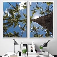 2 Piece Framed Canvas Wall Art Palm Tree Canvas Prints Home Artwork Decoration for Living Room,Bedroom - 16