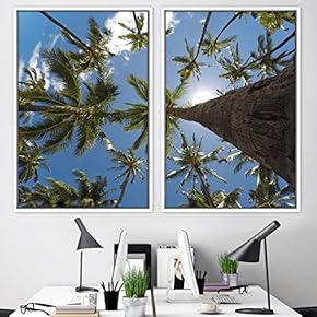signwin 2 Piece Framed Canvas Wall Art Palm...