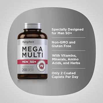 Piping Rock Multivitamin for Men Over 50+ | 200 Caplets