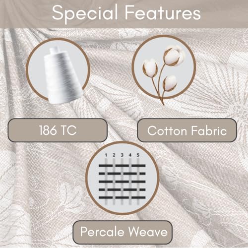 Image of Mafatlal 186 Tc Corsica Cotton Bedsheet for King Size Bed | 108 X 108 Inches | Summer Lightweight Chador for Breathable Sleep | Bedding Set with 2 Pillow Covers | Beige