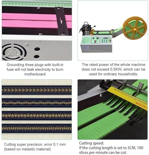 Automatic 110V Tape Cutting Machine for Webbing & Textile - 3.9" Ribbon Cutter for Knitwear & Leather - Efficient Single Heating Unit Device