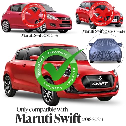 Image of Autofact Premium Car Cover for Swift 2018-2024 | All Weather Water-Resistant Full Body Car Cover | Light-Weight Triple-Stitched Outdoor Shield with UV Protection, Dustproof & Heat-Resistant