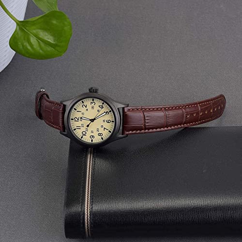 EACHE Croc Grain 19mm Brown Leather Watch Bands for Men, Silver Buckle by EACHE - Used condition - Image 6