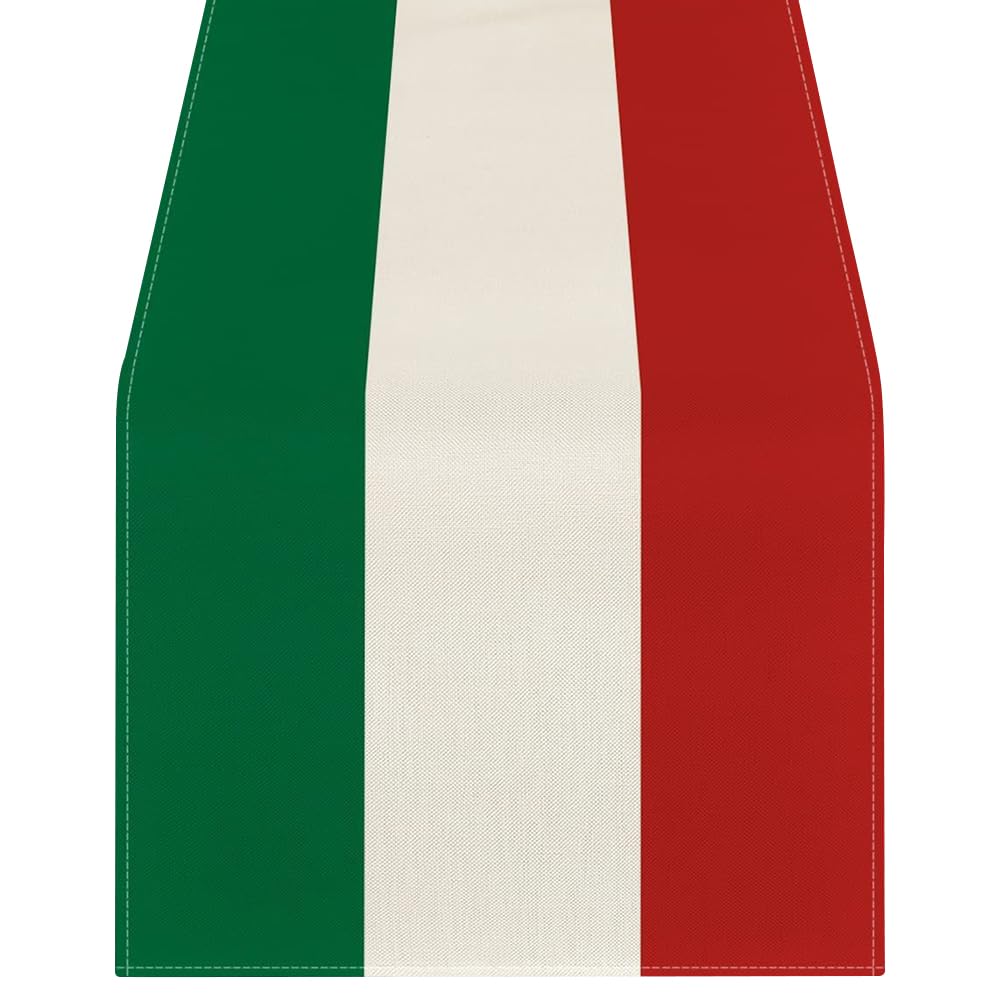FSSTUD Italian Party Table Runner Red White and Green Table Runner Italy Themed Table Cloth Fancy Kitchen Dining Table Decoration for Family Gathering