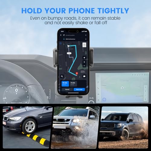 Image of Car Phone Holder Compatible with Toyota Tacoma 2024 2025 Accessories 8-Inch Screen Fixed Clip, Cell Phone Mount with Dash Organizer Center Console Tray Hands-Free 360 Rotation
