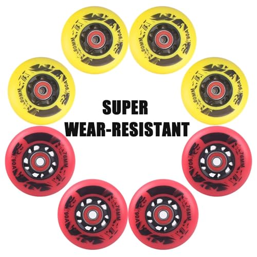 Roues en ligne 76mm 90A rouge pour réparer les roulettes de valise usées