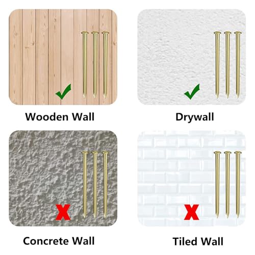 Image of 68 Pieces of 5 Models Picture Hanging Kit,10lb, 20lb, 30lb, 50lb and 100lb Picture Hangers, Metal Picture Hanging Hooks with Nails, on Drywall, Wooden Wall-Set C