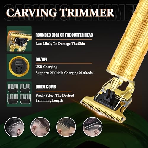 Image of Hair Clippers for Men Professional, Beard Trimmer Kits & Sets, Electric Shavers, Hair Clippers & Trimmer Ceramic T-Blade, for Barber, Father Gifts for Men (Gold)