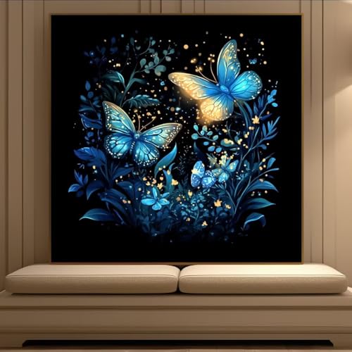 Diamond painting complet papillon bleu activité manuelle adulte 5D