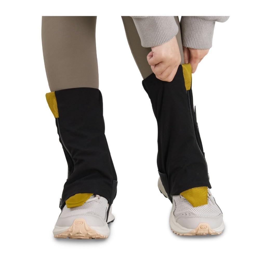 Guêtres coupe-vent avec fermeture éclair latérale inclinée, guêtres de randonnée double couche anti-déchirure pour trail course et marche en montagne, S/M noir