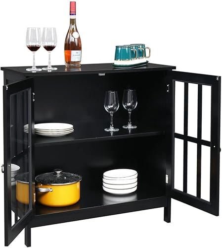 Miniatura 6 de ZSEDP - Armario de almacenamiento de madera para cocina aparador entrada con puertas de 315 x 142 x 315in