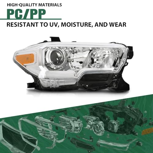 Image of GRAND ORANGE Right Side Headlight Assembly W /O LED Daytime Running Light Front Headlamp Compatible with Toyota Tacoma SR Crew Cab /Extend Cab pickup 2019-2023 White