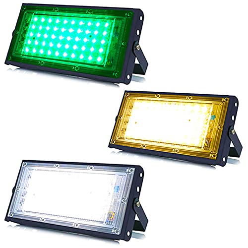 Image of MLD BL2443 20w Led Flood Lights IP66 Waterproof Indoor Outdoor Led Brick Focus Street Light Multi Color Combo Set | Green, Yellow, White| Pack of 3