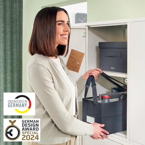 Leitz Desk Sharing Arbeitstasche aus Stoff für hybrides und mobiles Arbeiten, Faltbare Laptop-Tasche & Aufbewahrungstasche für Büro & Laptop-Zubehör, Hot Desking Bag mit Tragegriffen, Grau, 64440089