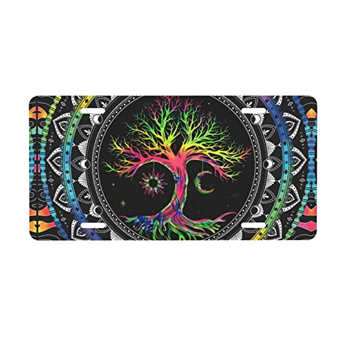 Tree Of Life Trippy Mandala Yggdrasil License Plate Aluminum Metal Tag Metal Car Plate Novelty Auto Decoration 6 X 12 Inch #TOP6