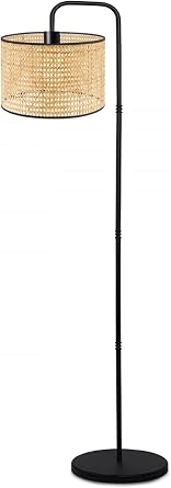 Rattan Wicker Head with Bohhem Suitable Metal Body Multi-Purpose Floor Lamp Living Room Corner Lamp Multi-Color [Energy Class A]