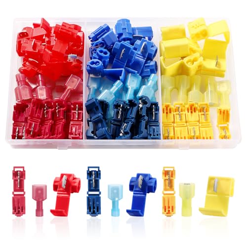YIXISI 75 Pièces Cosse Rapide Electrique Connecteur Auto-Dénudants, Connecteurs de Dérivation Rapide, Connecteurs Électriques T Tap, Connecteur Terminal Entièrement...