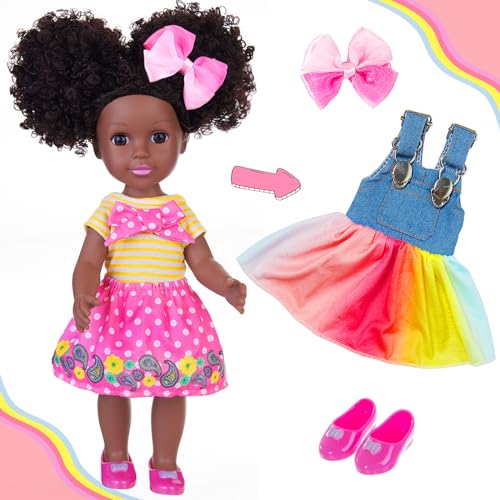 Muñeca de silicona negra ZITA 14.5 pulgadas con accesorios miniatura 5