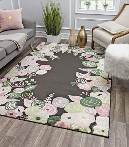 Rugs America Onyx & Pink Blooms Transitional Rug Royal Blossom Pink Onyx Va35C 8'0"X10'0" Area Rug #TOP13