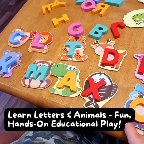Animal Alphabet Puzzle, Wooden Jigsaw Board, Educational Toy for Toddlers, Early Learning ABC Matching Game - Image 3