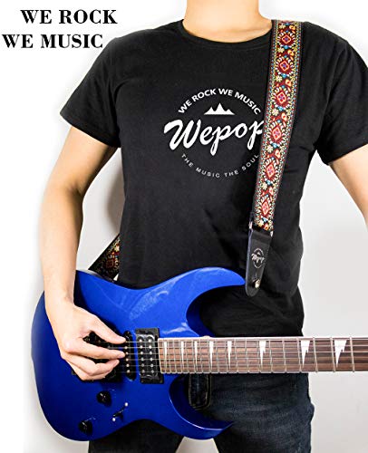 Sangle de Guitare Jacquard Weave Cuir Véritable Fin Vintage Classic pour Basse Acoustique électrique Ukulélé Concert… - Les Beatles, Paul McCartney, John Lennon, RIngo Starr, George Harrison Sangle de Guitare Jacquard Weave Cuir Véritable Fin Vintage Classic pour Basse Acoustique électrique Ukulélé Concert… – Image 6