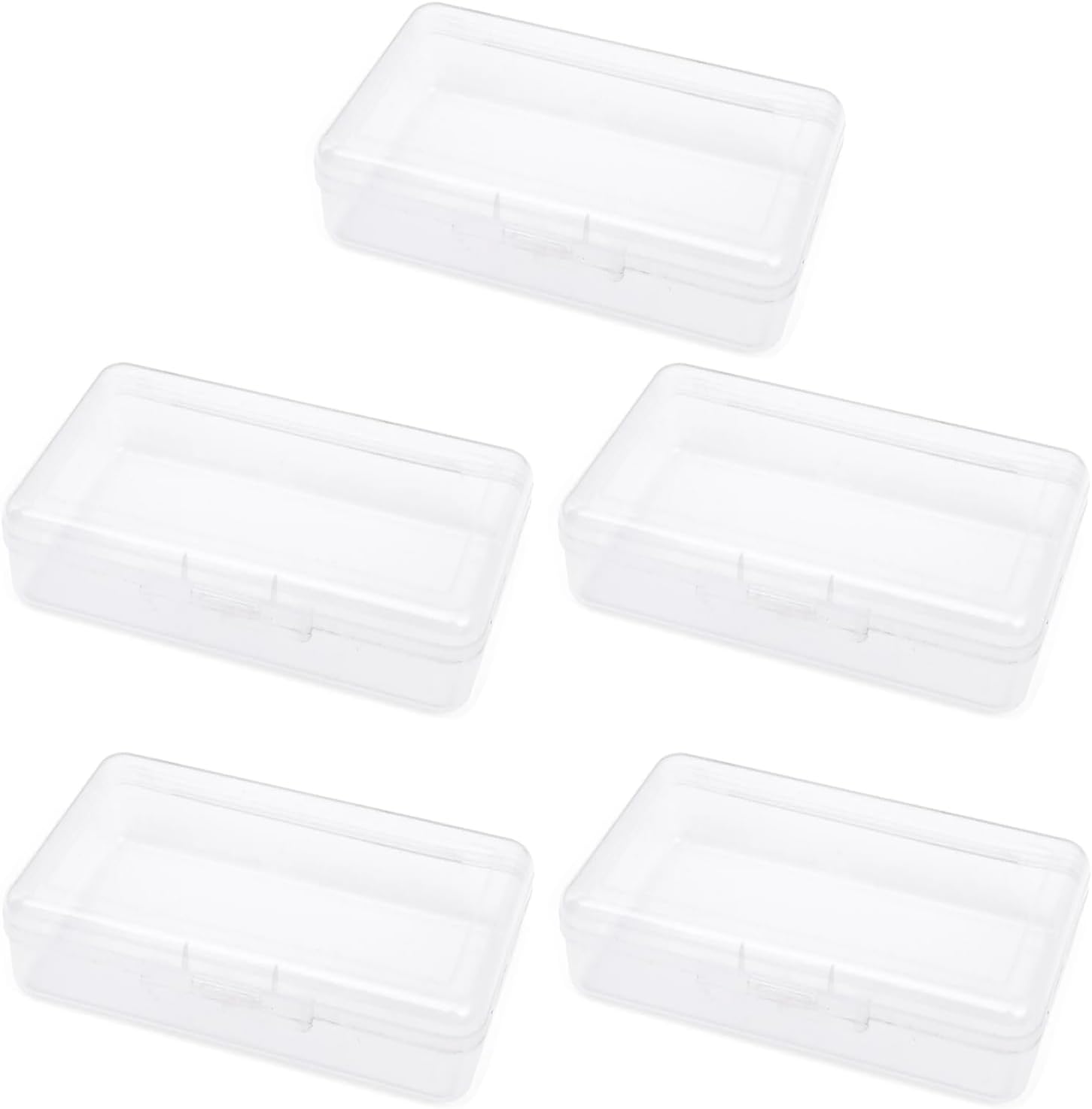 5PCS Mini Clear Plastic Jewelry Boxes, Storage Box with Lid, Small Storage Containers, Travel Case for Beads, Small Items, Cards, Jewelry, Earring, Crafts, Hardware, 4.5 x 3.3 x 1.1 Inches