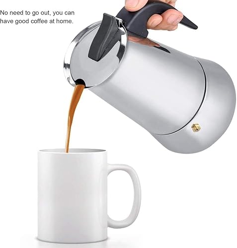 Miniatura 2 de Estufa de acero inoxidable Máquina Espreeso de 9 tazas/15.2 fl oz, cafetera moka olla espresso italiana cafetera espresso para inducción y estufa de